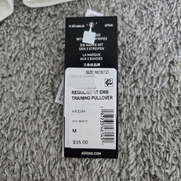 adidas Girls' Embroidered Training Lightweight Long Sleeve Pullover. Off White. - Picture 8 of 8